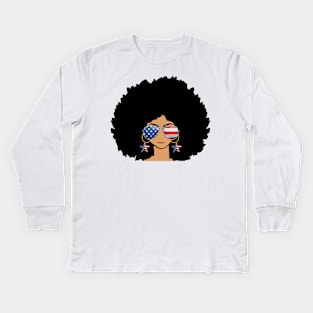 African American Flag Juneteenth Women Kids Long Sleeve T-Shirt